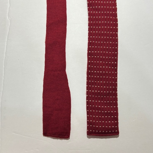 Knit ties set of 2. Red and Burgundy vintage, wool, polyester - Picture 2 of 10